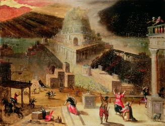 Zniszczenie wieży Babel (panel)